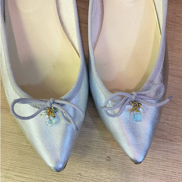 Repetto Paris Brigitte Metallic Silver Ballerina Style Pumps W/Charms RARE - Picture 9 of 14